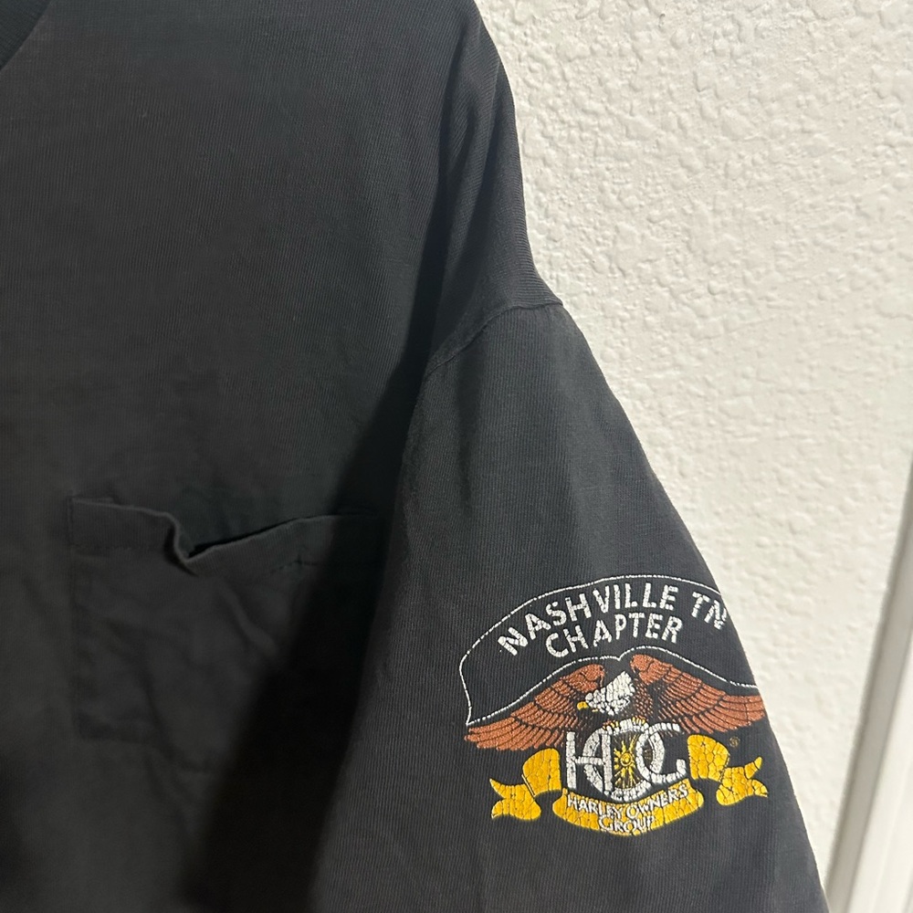 Vintage 90s Harley Davidson TShirt L Nashville Faded, Eagle, Sleeve Chapter Logo - Picture 2 of 3